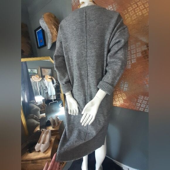 Nwt Dreamers Gray V-Neck Sweater Dress - Picture 2 of 14